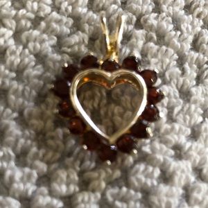 Garnet & SS heart pendant